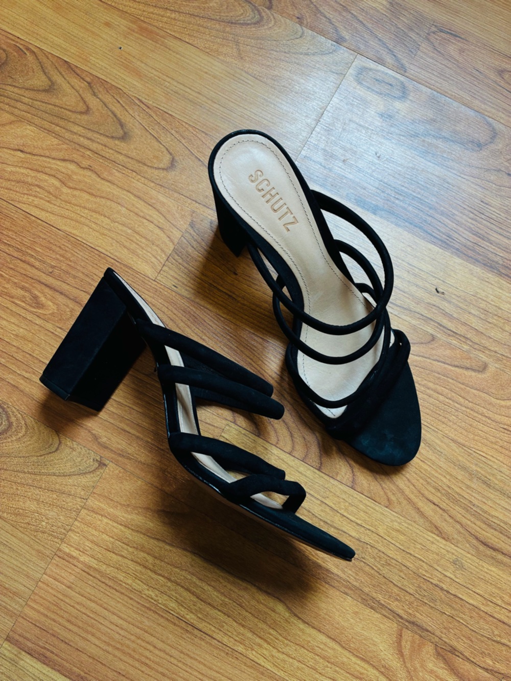 SCHUTZ Black Strappy Block Heel Sandals – Minimal Chic – Size 8.5 - Picture 2 of 5